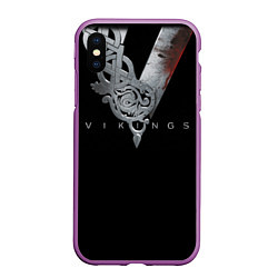 Чехол iPhone XS Max матовый Vikings Emblem, цвет: 3D-фиолетовый