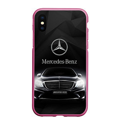 Чехол iPhone XS Max матовый Mercedes, цвет: 3D-малиновый