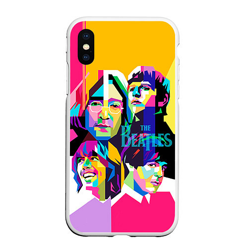 Чехол iPhone XS Max матовый The Beatles: Poly-art / 3D-Белый – фото 1
