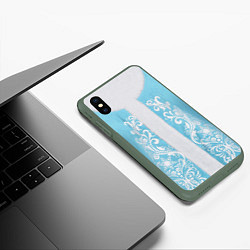 Чехол iPhone XS Max матовый Снегурочка, цвет: 3D-темно-зеленый — фото 2