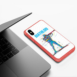 Чехол iPhone XS Max матовый Биатлон, цвет: 3D-красный — фото 2