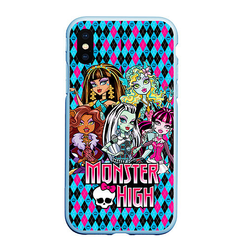 Чехол iPhone XS Max матовый Monster High / 3D-Голубой – фото 1