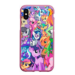 Чехол iPhone XS Max матовый My Little Pony, цвет: 3D-малиновый