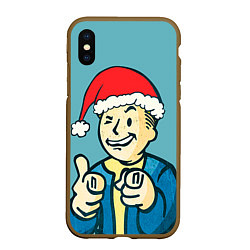 Чехол iPhone XS Max матовый Fallout New Year, цвет: 3D-коричневый