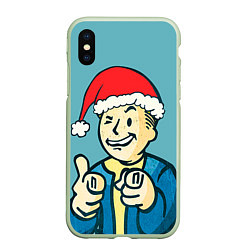 Чехол iPhone XS Max матовый Fallout New Year, цвет: 3D-салатовый