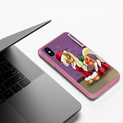Чехол iPhone XS Max матовый Pinky Pie: Xmas, цвет: 3D-малиновый — фото 2