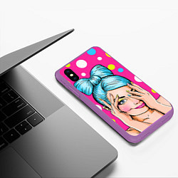 Чехол iPhone XS Max матовый POP ART, цвет: 3D-фиолетовый — фото 2