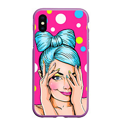 Чехол iPhone XS Max матовый POP ART, цвет: 3D-фиолетовый