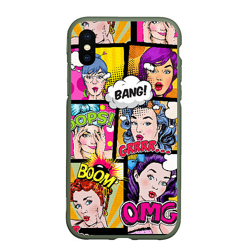 Чехол iPhone XS Max матовый POP ART / 3D-Темно-зеленый – фото 1