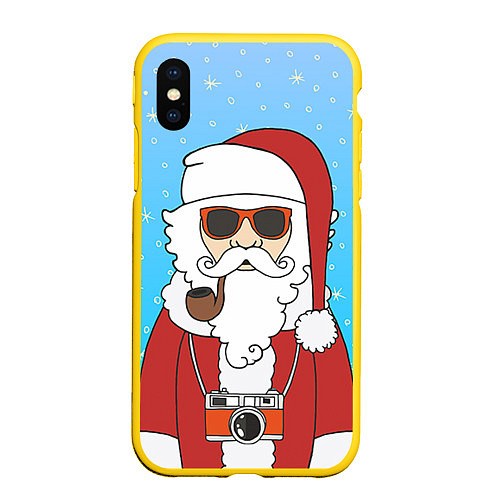 Чехол iPhone XS Max матовый Дед мороз / 3D-Желтый – фото 1