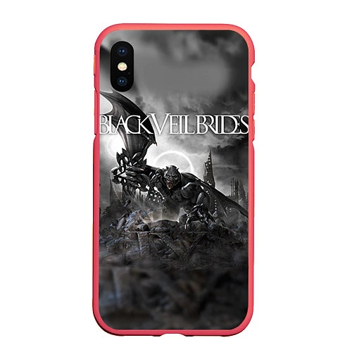 Чехол iPhone XS Max матовый Black Veil Brides: Faithless / 3D-Красный – фото 1