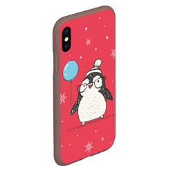Чехол iPhone XS Max матовый Влюбленная пингвинка, цвет: 3D-коричневый — фото 2