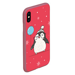 Чехол iPhone XS Max матовый Влюбленная пингвинка, цвет: 3D-малиновый — фото 2