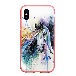 Чехол iPhone XS Max матовый Акварельная лошадь, цвет: 3D-баблгам