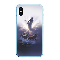 Чехол iPhone XS Max матовый Небесные лошади, цвет: 3D-голубой