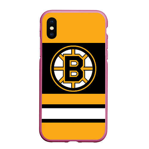 Чехол iPhone XS Max матовый Boston Bruins / 3D-Малиновый – фото 1