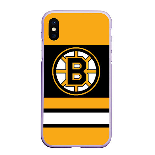 Чехол iPhone XS Max матовый Boston Bruins / 3D-Светло-сиреневый – фото 1