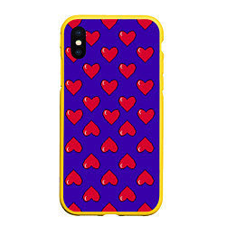 Чехол iPhone XS Max матовый Hearts Pattern, цвет: 3D-желтый