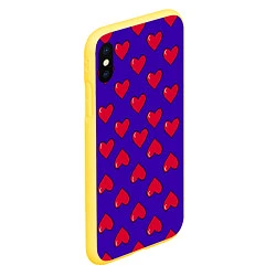 Чехол iPhone XS Max матовый Hearts Pattern, цвет: 3D-желтый — фото 2