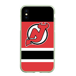 Чехол iPhone XS Max матовый New Jersey Devils, цвет: 3D-салатовый