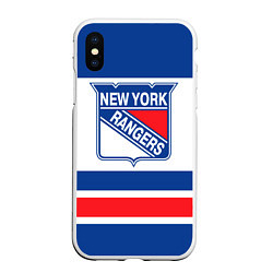 Чехол iPhone XS Max матовый New York Rangers, цвет: 3D-белый