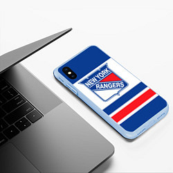 Чехол iPhone XS Max матовый New York Rangers, цвет: 3D-голубой — фото 2