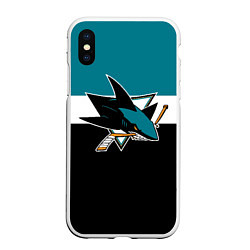 Чехол iPhone XS Max матовый San Jose Sharks, цвет: 3D-белый