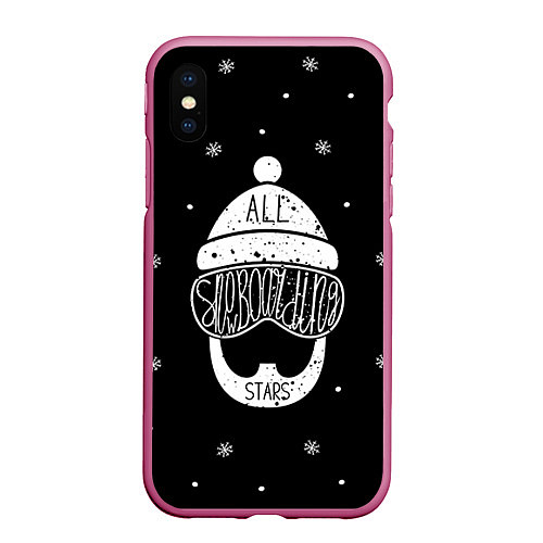Чехол iPhone XS Max матовый Бородатый сноубордист / 3D-Малиновый – фото 1