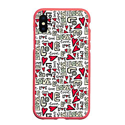 Чехол iPhone XS Max матовый Love Words, цвет: 3D-красный