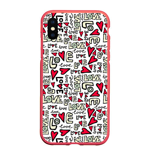 Чехол iPhone XS Max матовый Love Words / 3D-Красный – фото 1