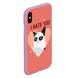 Чехол iPhone XS Max матовый I hate you, цвет: 3D-сиреневый — фото 2