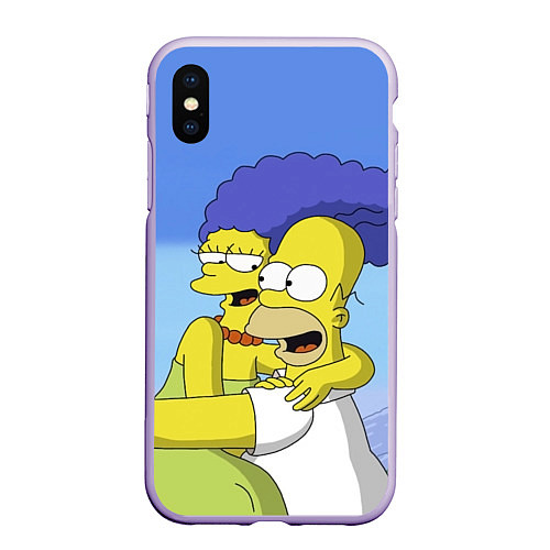 Чехол iPhone XS Max матовый Гомер и Мардж / 3D-Светло-сиреневый – фото 1