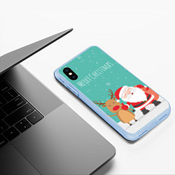 Чехол iPhone XS Max матовый Merry Christmas, цвет: 3D-голубой — фото 2