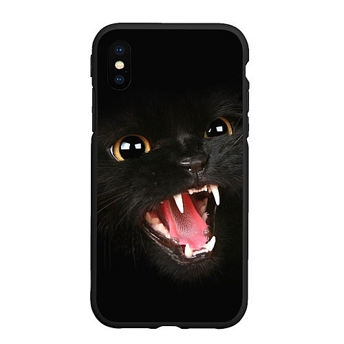 Чехол iPhone XS Max матовый Черный кот / 3D-Черный – фото 1