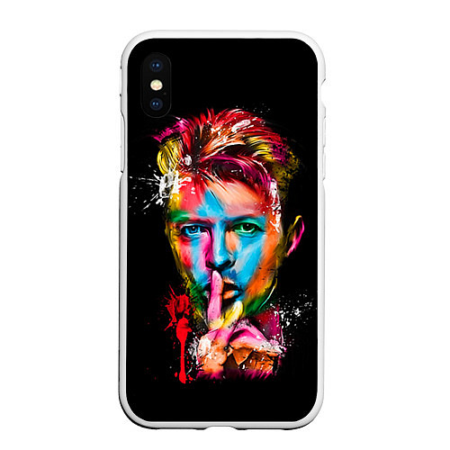 Чехол iPhone XS Max матовый Дэвид Боуи / 3D-Белый – фото 1