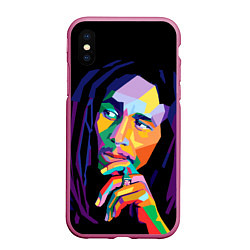 Чехол iPhone XS Max матовый Bob Marley: Art, цвет: 3D-малиновый