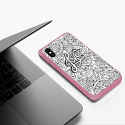Чехол iPhone XS Max матовый Love графика, цвет: 3D-малиновый — фото 2