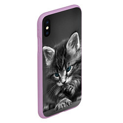 Чехол iPhone XS Max матовый Голубоглазый котенок, цвет: 3D-сиреневый — фото 2