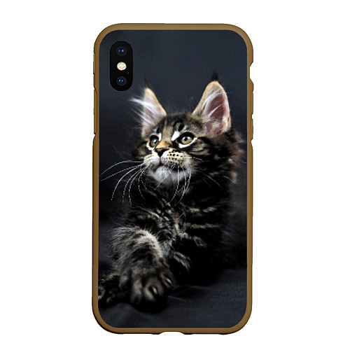 Чехол iPhone XS Max матовый Кошечка / 3D-Коричневый – фото 1
