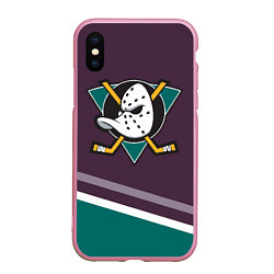 Чехол iPhone XS Max матовый Anaheim Ducks Selanne, цвет: 3D-розовый