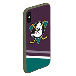 Чехол iPhone XS Max матовый Anaheim Ducks Selanne, цвет: 3D-темно-зеленый — фото 2