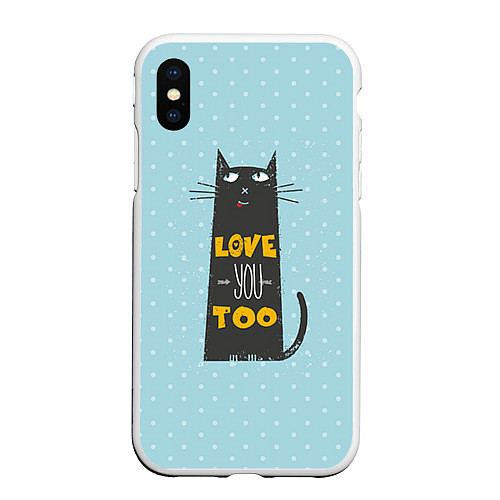 Чехол iPhone XS Max матовый Kitty: Love you too / 3D-Белый – фото 1