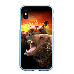 Чехол iPhone XS Max матовый Защитник, цвет: 3D-голубой