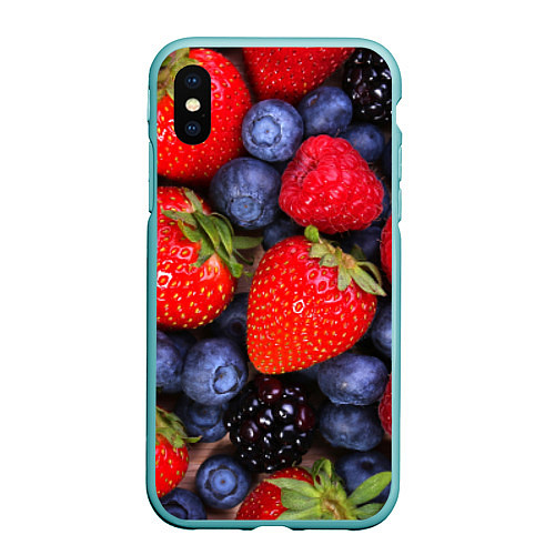 Чехол iPhone XS Max матовый Berries / 3D-Мятный – фото 1