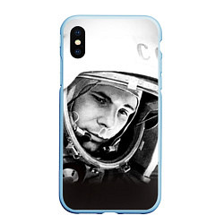 Чехол iPhone XS Max матовый Юрий Гагарин, цвет: 3D-голубой