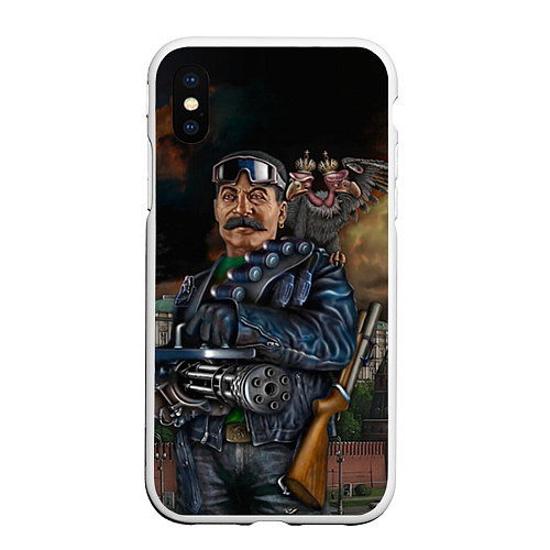 Чехол iPhone XS Max матовый Сталин военный / 3D-Белый – фото 1