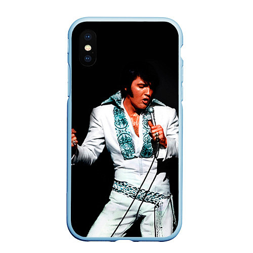 Чехол iPhone XS Max матовый Элвис поет / 3D-Голубой – фото 1