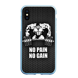 Чехол iPhone XS Max матовый No pain, no gain, цвет: 3D-голубой