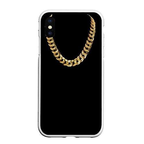 Чехол iPhone XS Max матовый Золотая цепь / 3D-Белый – фото 1