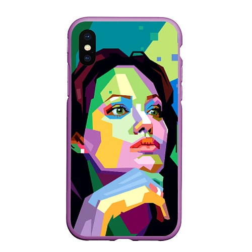 Чехол iPhone XS Max матовый Angelina Jolie: Art / 3D-Фиолетовый – фото 1